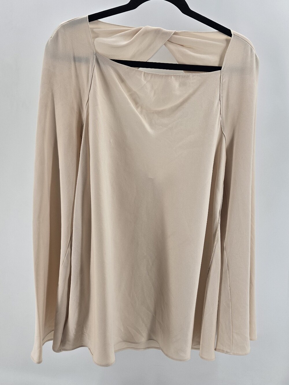 Elizabeth and James | Beige Square Neck Twist Back Flare Sleeve Blouse L
